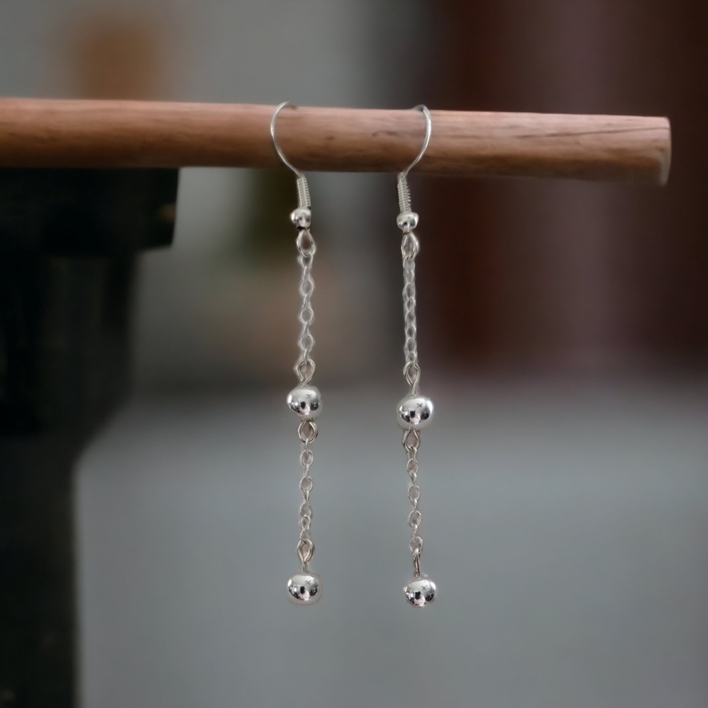 Sterling Silver Ball Drop Earrings
